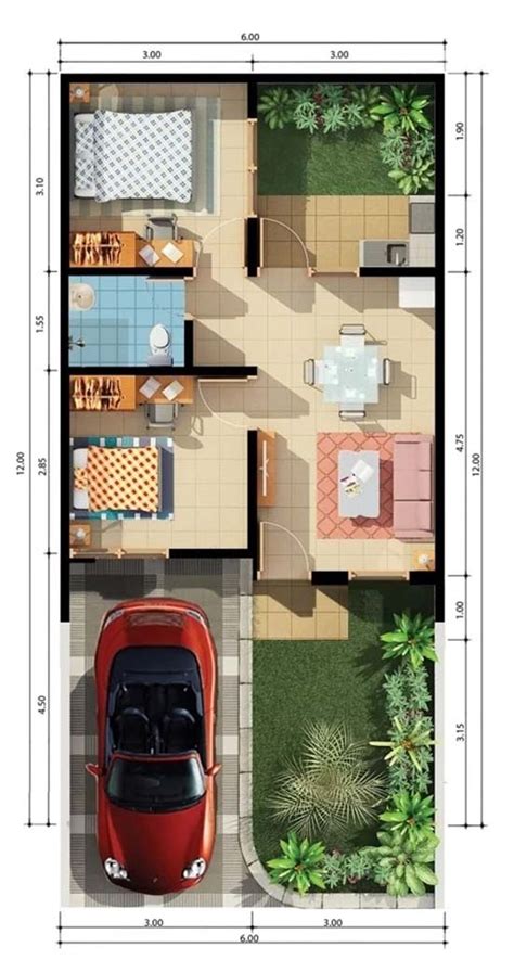 Desain Rumah 6x12 Dengan Garasi
